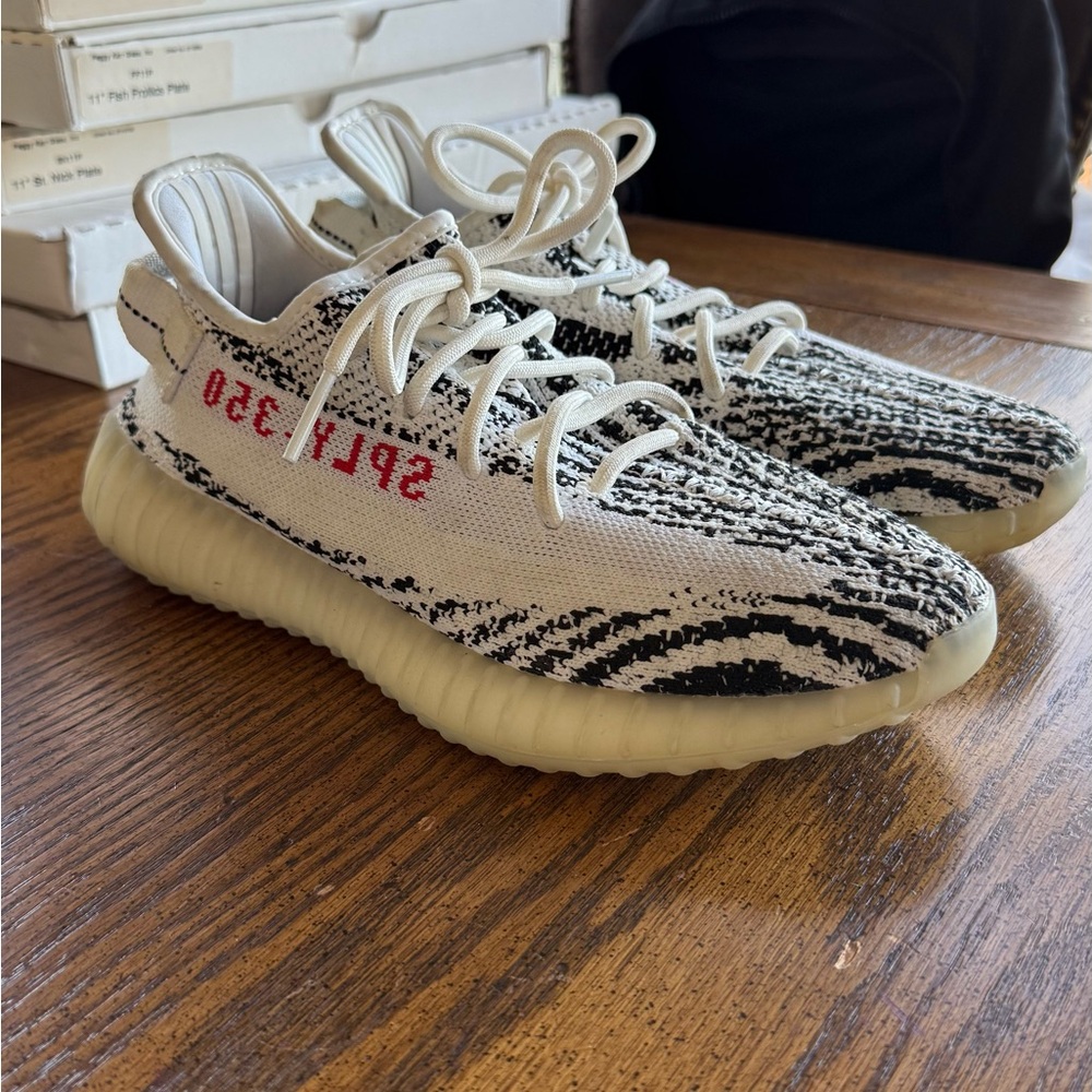Yeezy Zebra Athletic Shoes - Black, White, Cream